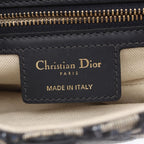 Dior Dio Handbag Saddle Oblique Navy Canvas Leather Saddlebag — view 4