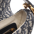 Dior Dio Handbag Saddle Oblique Navy Canvas Leather Saddlebag — view 9