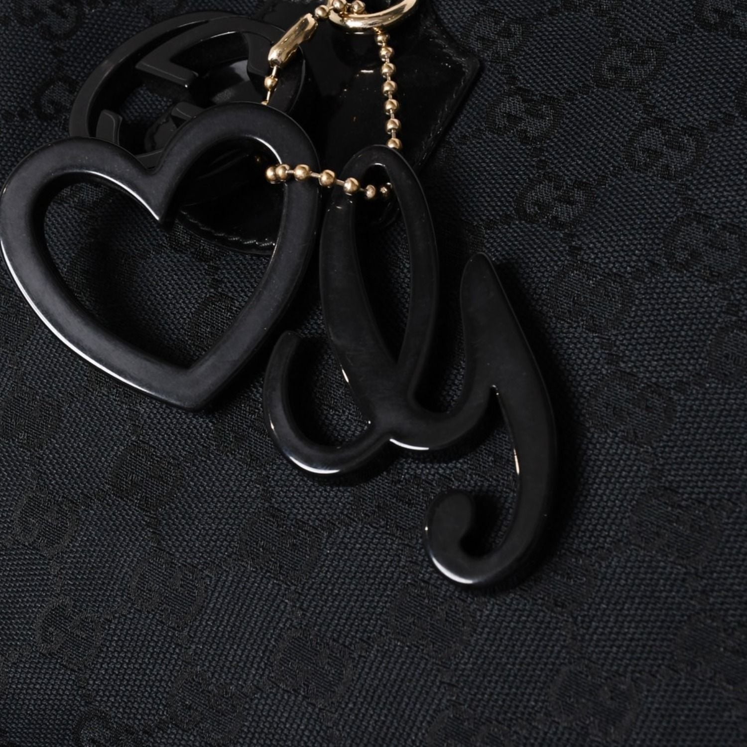 Gucci GG Canvas Jolly Tote Black Patent Handbag Gold — view 7