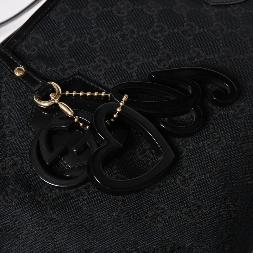 Gucci GG Canvas Jolly Tote Black Patent Handbag Gold — view 6