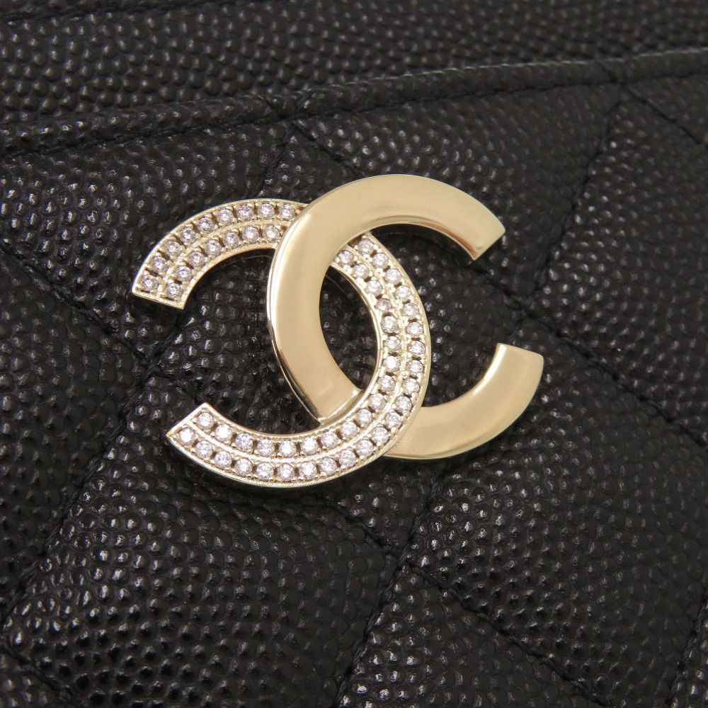 Chanel Quilted CC Logo Leather Black Fragment Case Wallet — view 6