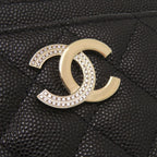 Chanel Quilted CC Logo Leather Black Fragment Case Wallet — view 6
