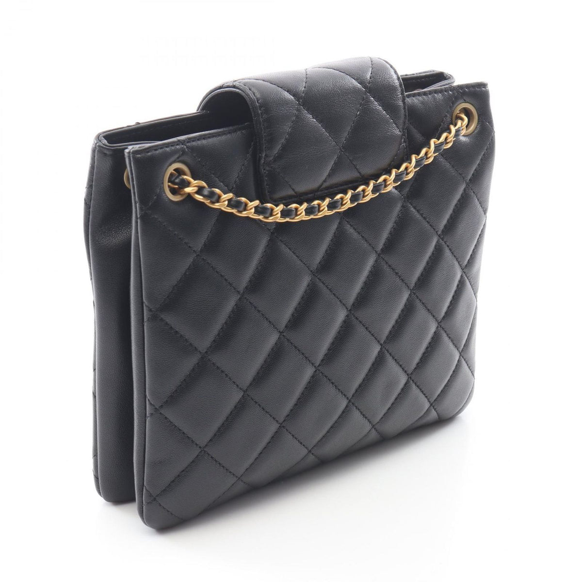 Chanel Shoulder Bag Quilted Black Lambskin Chain — view 2