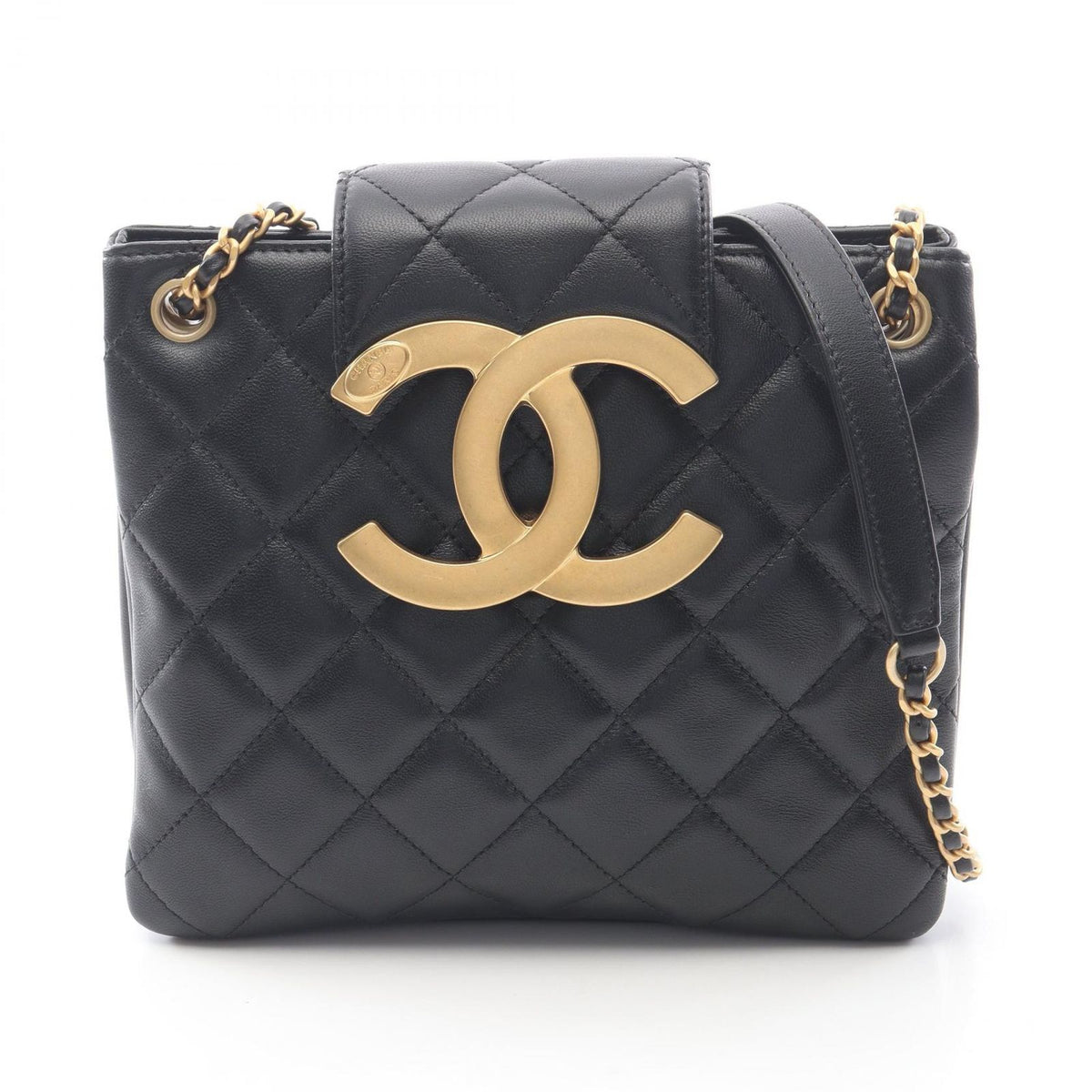 Chanel Shoulder Bag Quilted Black Lambskin Chain
