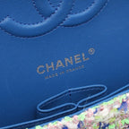 Chanel Shoulder Bag Quilted Double Flap Blue Yellow Green Leather Chain — view 4