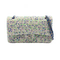 Chanel Shoulder Bag Quilted Double Flap Blue Yellow Green Leather Chain