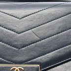 Chanel Shoulder Bag Chezblanc Stitch Medal Navy Leather Flap — view 6