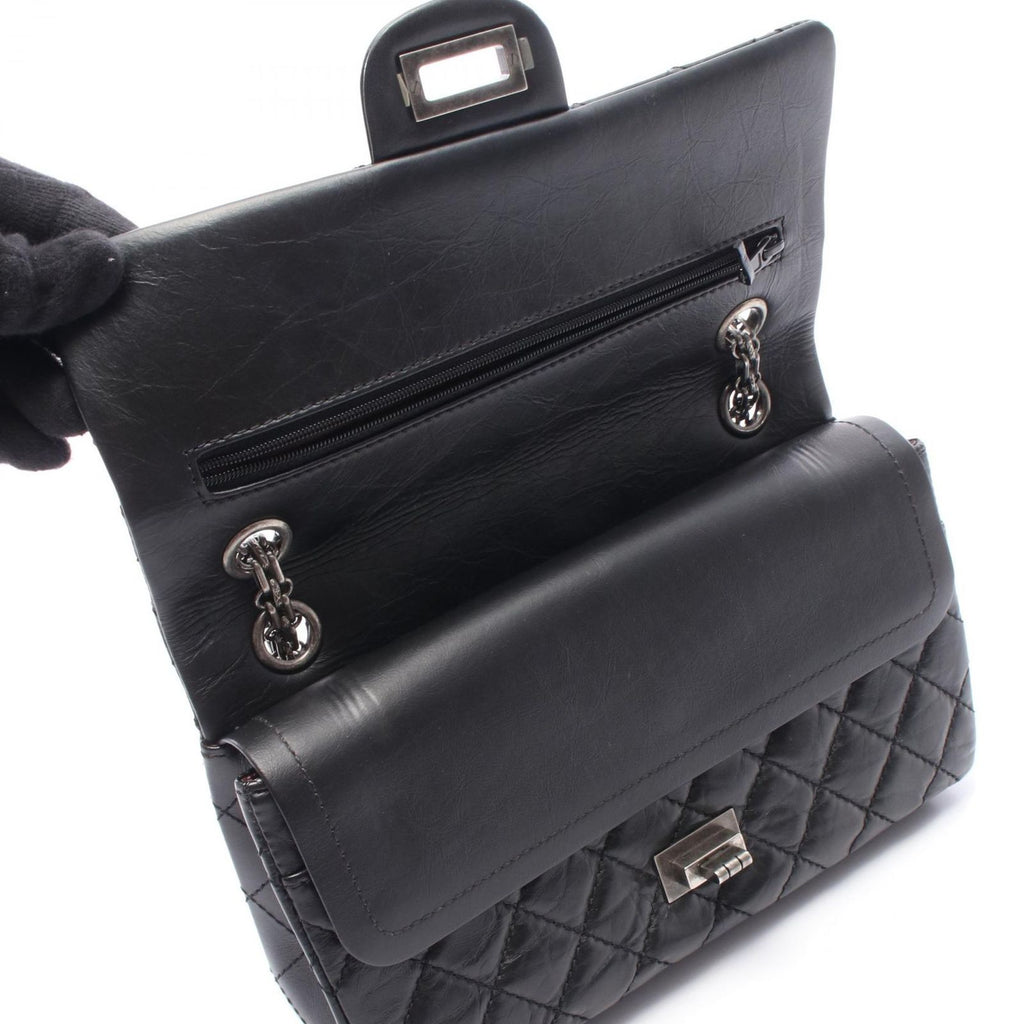 Chanel Shoulder Bag 2.55 Quilted Mademoiselle Chain Black Leather Double Flap — view 6