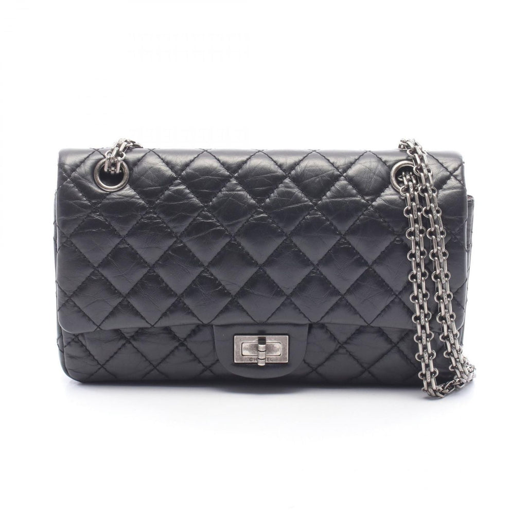 Chanel Shoulder Bag 2.55 Quilted Mademoiselle Chain Black Leather Double Flap