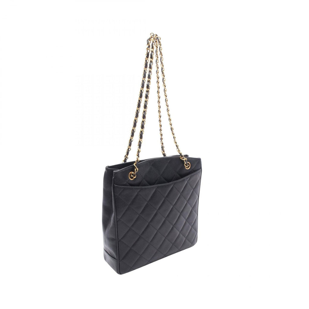 Chanel Tote Quilted Black Caviar Leather Chain — view 2