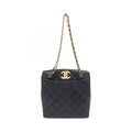 Chanel Tote Quilted Black Caviar Leather Chain
