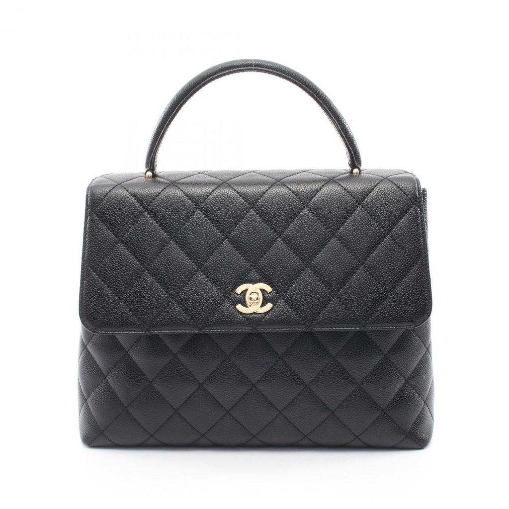 Chanel Handbag Quilted Top Handle Bag Black Caviar Leather