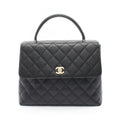 Chanel Handbag Quilted Top Handle Bag Black Caviar Leather