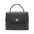 Chanel Handbag Quilted Top Handle Bag Black Caviar Leather