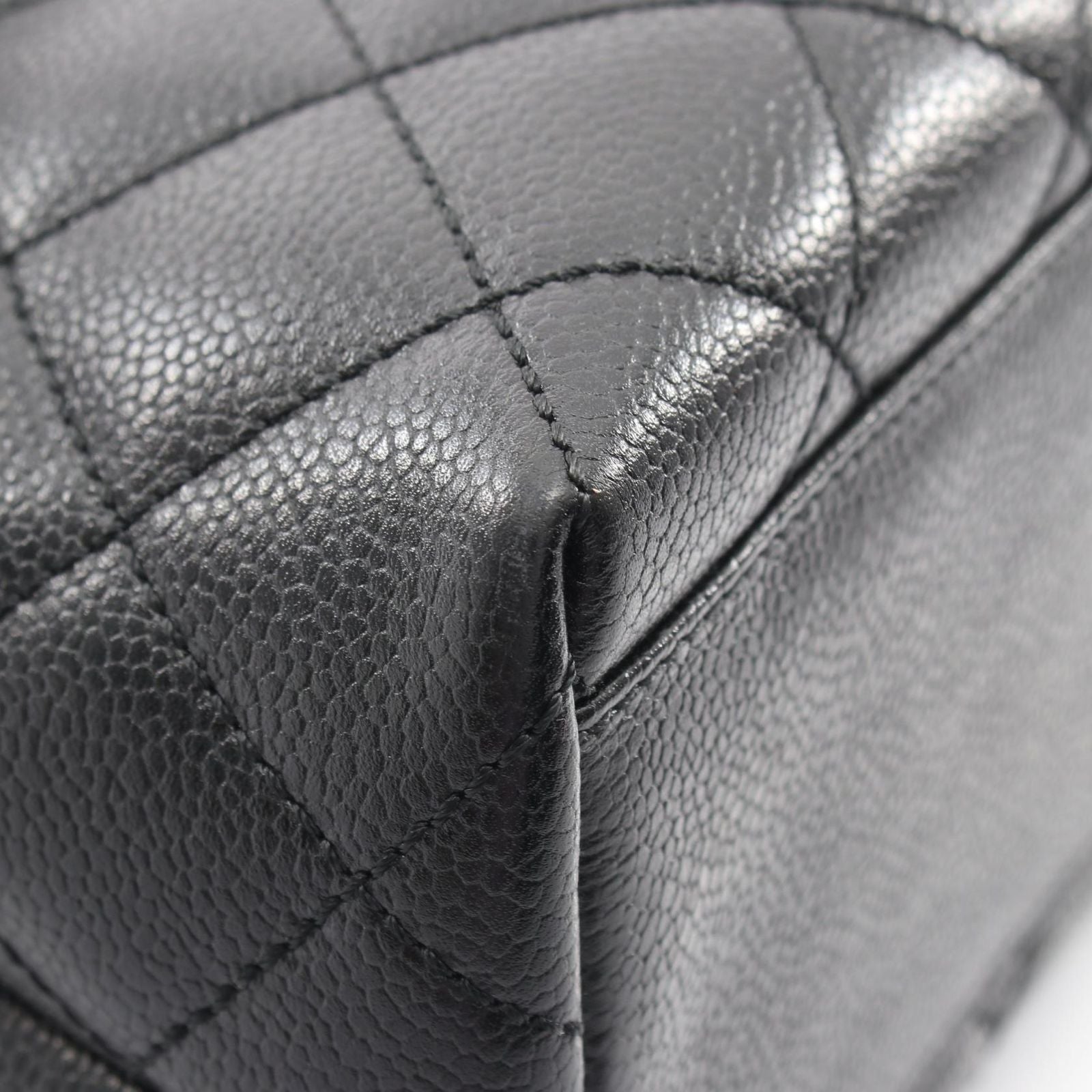 Chanel Handbag Quilted Top Handle Bag Black Caviar Leather — view 7