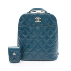 Chanel Backpack Back Quilted Blue Green Leather Chain Backpack