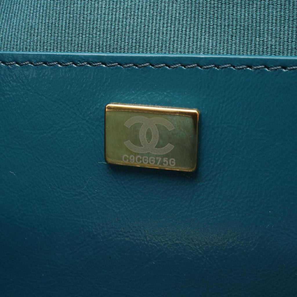 Chanel Backpack Back Quilted Blue Green Leather Chain Backpack — view 5