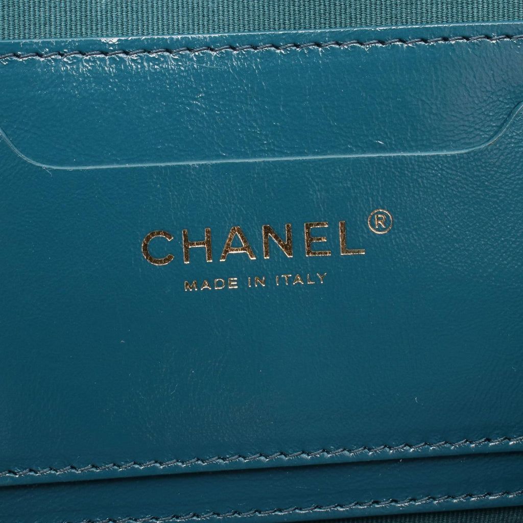 Chanel Backpack Back Quilted Blue Green Leather Chain Backpack — view 4