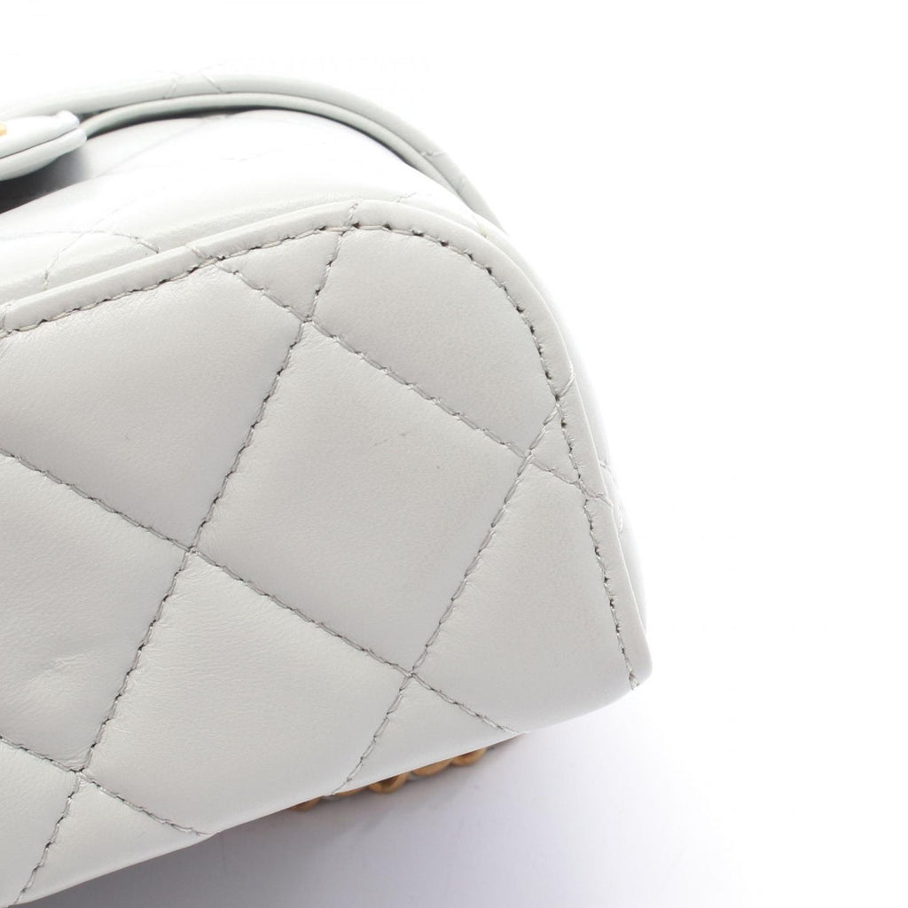Chanel Shoulder Bag Quilted Vanity 2-Way Blue Gray Leather — view 6