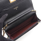 Chanel Shoulder Bag Quilted 2.55 Iconcharm Black Lambskin Chain Wallet — view 3
