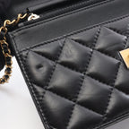 Chanel Shoulder Bag Quilted 2.55 Iconcharm Black Lambskin Chain Wallet — view 7