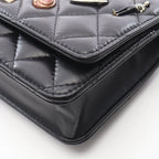 Chanel Shoulder Bag Quilted 2.55 Iconcharm Black Lambskin Chain Wallet — view 6