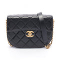 Chanel Shoulder Bag Quilted Black Leather Chain