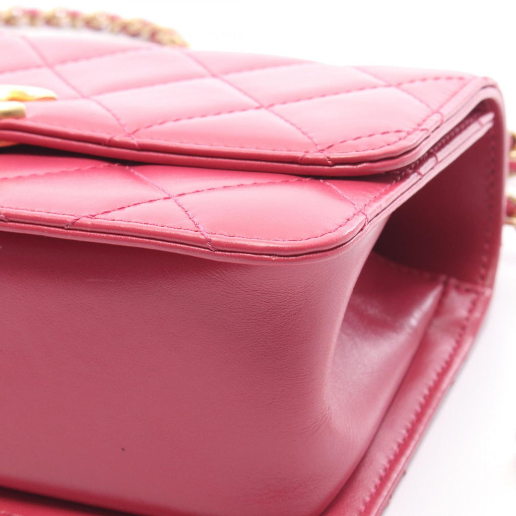 Chanel Shoulder Bag Quilted Flap Magenta Leather Chain — view 6
