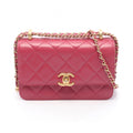 Chanel Shoulder Bag Quilted Flap Magenta Leather Chain