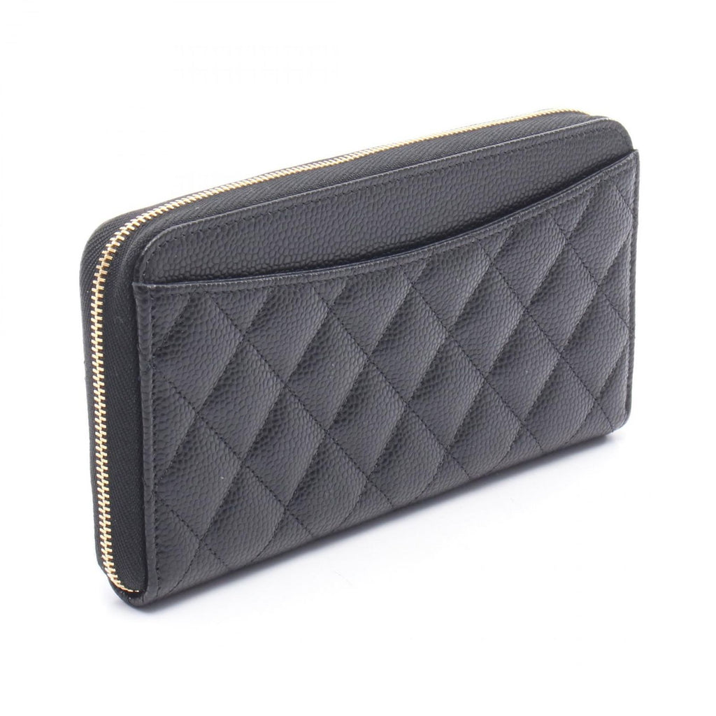 Chanel Roundlong Wallet Classic Long Zip Quilted Black Caviar Leather — view 2