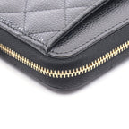 Chanel Roundlong Wallet Classic Long Zip Quilted Black Caviar Leather — view 7