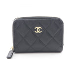 Chanel Coin Case Classic Zip Coinpa Quilted Black Caviar Leather