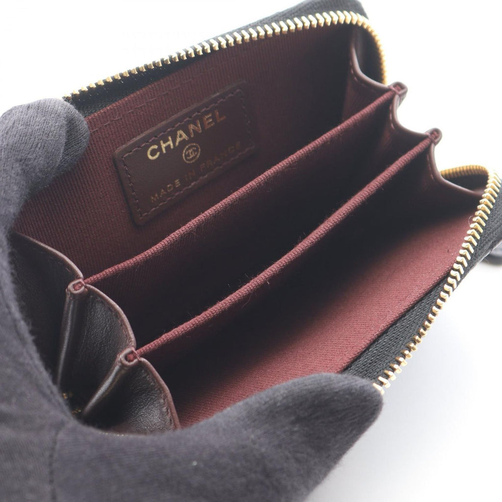 Chanel Coin Case Classic Zip Coinpa Quilted Black Caviar Leather — view 3