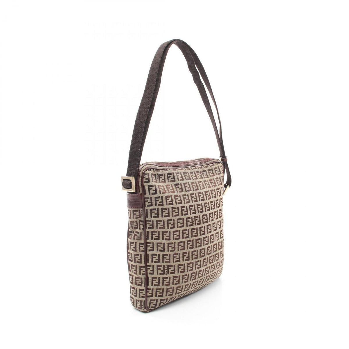 Fendi Shoulder Bag Zucchi Beige Canvas Leather — view 2