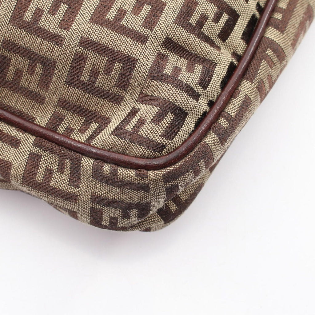 Fendi Shoulder Bag Zucchi Beige Canvas Leather — view 7