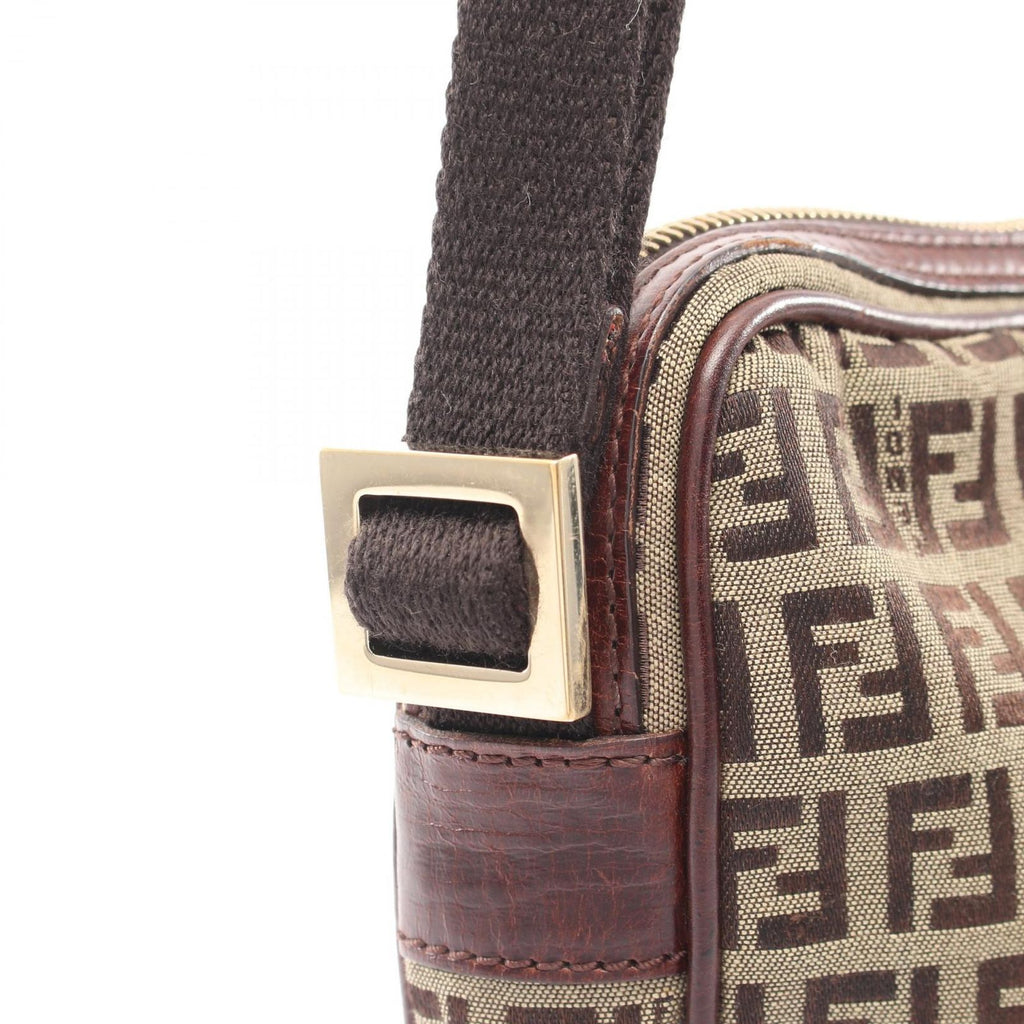 Fendi Shoulder Bag Zucchi Beige Canvas Leather — view 5
