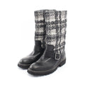 Chanel Boots CC Logo Tweet Pattern Snow Nylon Leather