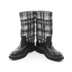 Chanel Boots CC Logo Tweet Pattern Snow Nylon Leather — view 3