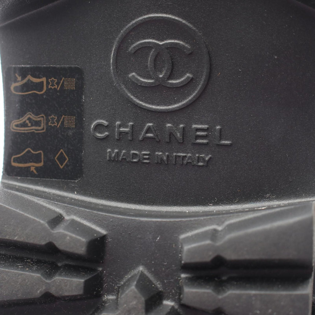 Chanel Boots CC Logo Tweet Pattern Snow Nylon Leather — view 6