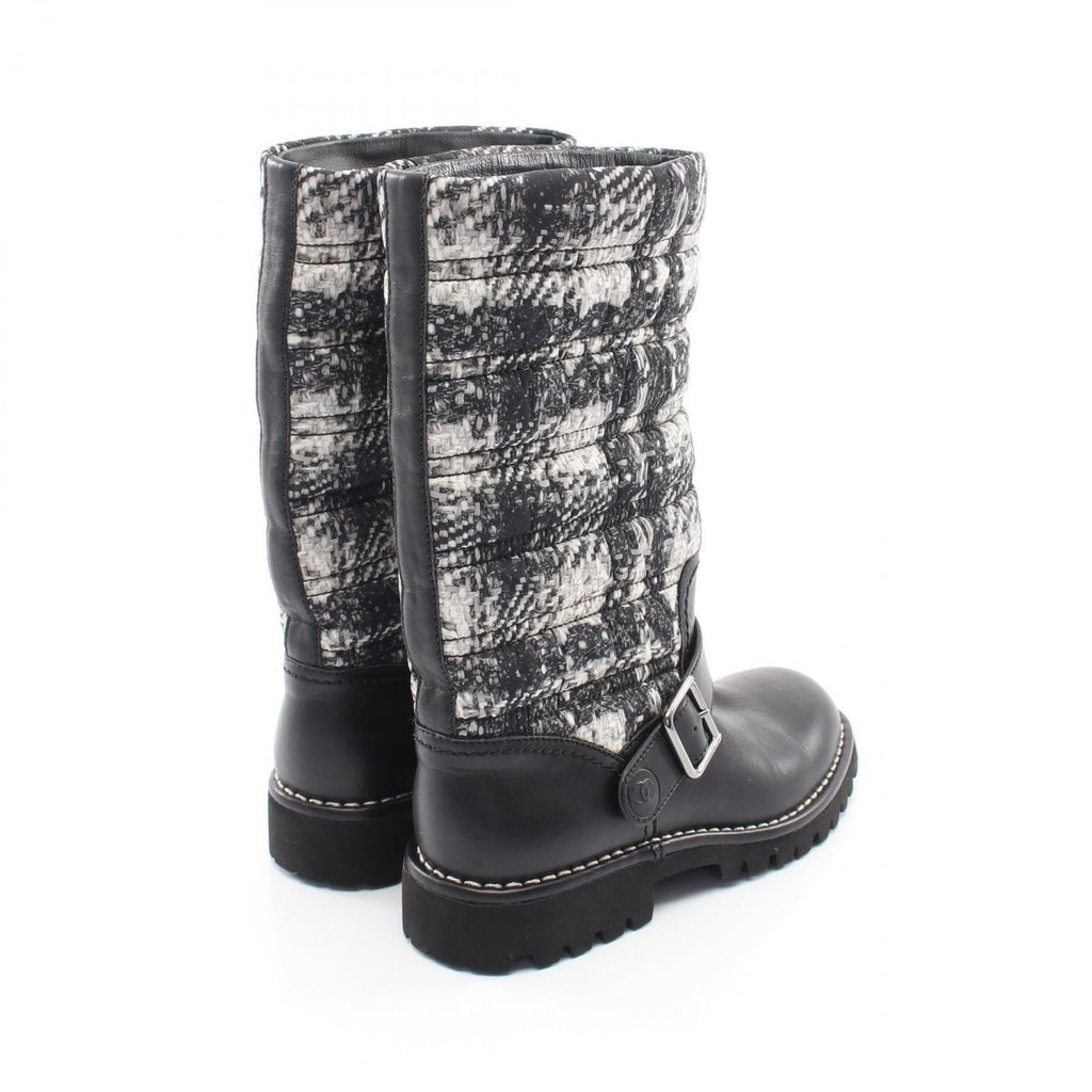 Chanel Boots CC Logo Tweet Pattern Snow Nylon Leather — view 2