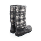 Chanel Boots CC Logo Tweet Pattern Snow Nylon Leather — view 2