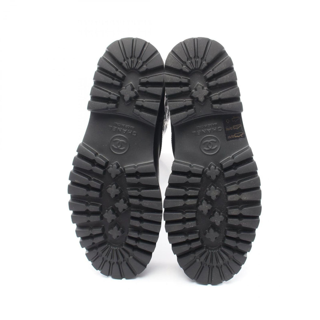 Chanel Boots CC Logo Tweet Pattern Snow Nylon Leather — view 4