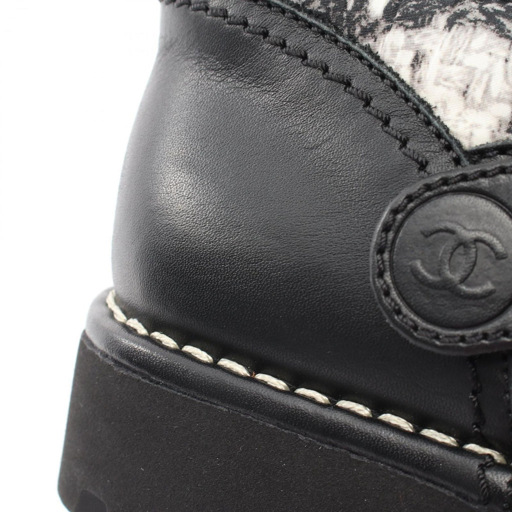 Chanel Boots CC Logo Tweet Pattern Snow Nylon Leather — view 8