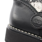 Chanel Boots CC Logo Tweet Pattern Snow Nylon Leather — view 8