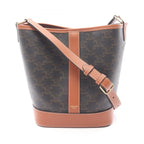 Celine Shoulder Bag le Bucket Triomphe Brown Leather