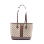 Gucci Tote Double Sherry Line GG Spuri Beige Leather