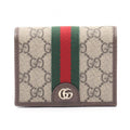 Gucci Bi Foldwallet Ophidia Sherry Line GG Spuri Beige Leather Wallet