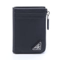 Prada Coin Case Saffiano Triang Card Black Leather