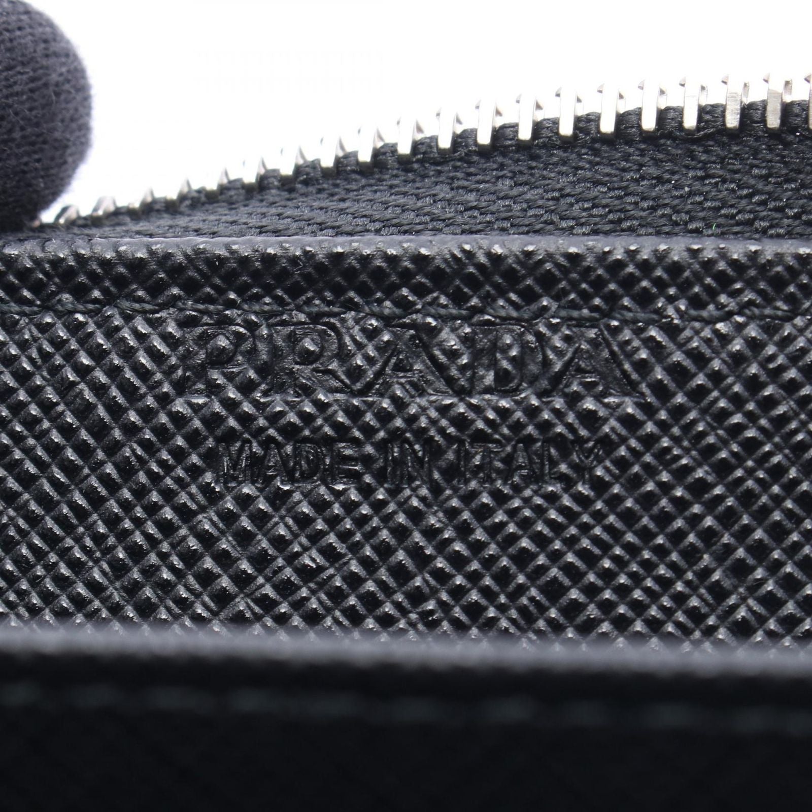Prada Coin Case Saffiano Triang Card Black Leather — view 4