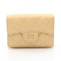 Chanel Tri Foldwallet Classic Flap Wallet Quilted Beige Caviar Leather